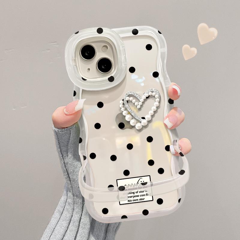 Polkadotter Dukker for Kjærlighetsdukker for Apple 13promax Mobiltelefondeksel Huawei Pura70 Gjennomsiktig Silikon 15 Dobbelt Feste
