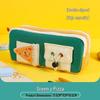 TOME Adorable Cartoon Pizza Sandwich Double Zipper Pencil Case - Large Capacity for Girls and Students