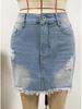 2023 European & American Out-Hip Casual Ripped Denim A-Line Skirt