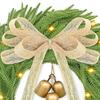 Artificial Christmas Wreath with Bow And Bells Realistic Pine Greenery for Door Wall Decor Outdoor Indoor LED String Lights Xmas Thanksgiving