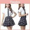 Charming Womens School Girl Costume Set With Stylish Lingerie And Plaid Design