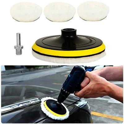 5Pcs 4 Inch Flocking Sanding Disc Hook And Loop Backing Buffing Pads Wool Polishing Wheel For Electric Drill Polisher