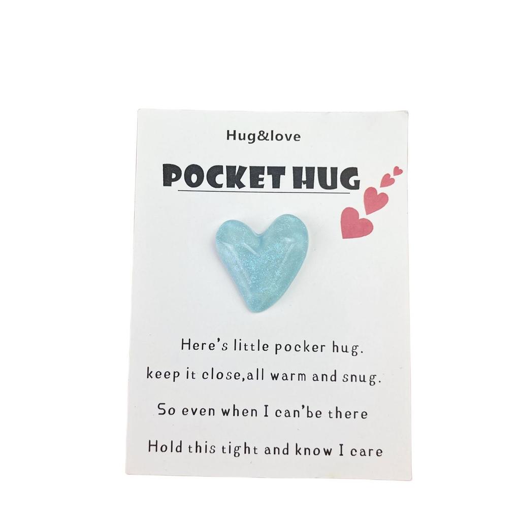 Cute Resin Colored Floral Heart Shaped Pocket Blessing Card