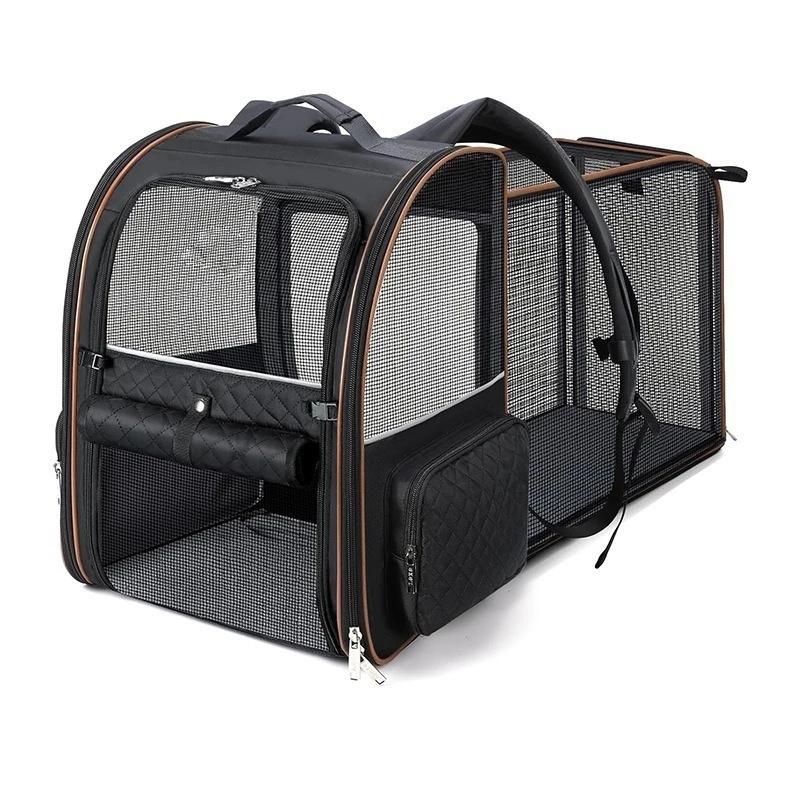 Expandable Pet Carrier Backpack For Small Cats And Dogs Airline Approved Foldable Dog Carrier With Comfortable Inner Padding 37x30.5x43.2cm чёрный