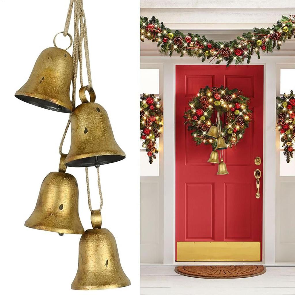 Decorative Bells Handmade Cow Bells For Christmas Weatherproof Gold Cow Chime For Dining Entryway Window Bedroom Door Living