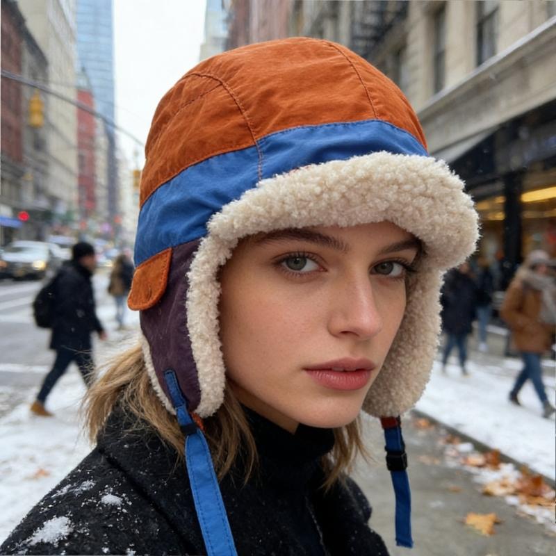 Warm Trapper Cap With Adjustable Strap And Insulated Padding For Cold Weather Sport Adventure Hiking Cycling Wear