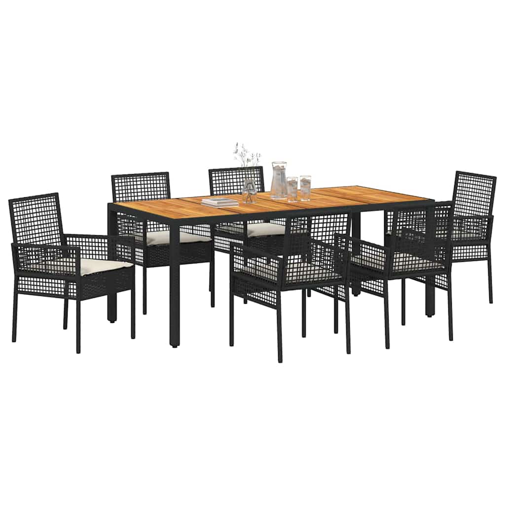 Garden Dining Set 7 pcs Black Poly Rattan