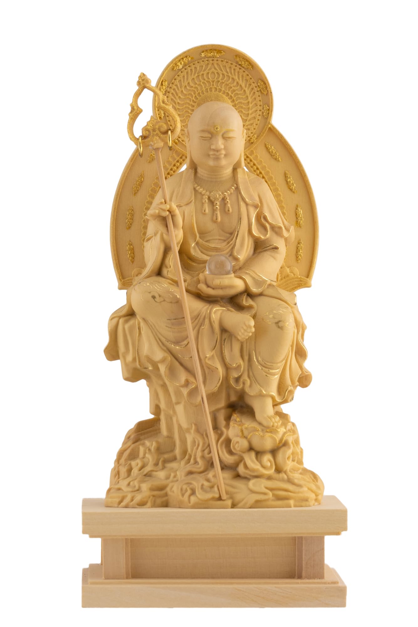 

Крошечная статуэтка Будды Дзидзо Бодхисаттвы 11 см, деревянное украшение Будды, Дзидзо Бодхисаттва полусидящий (Дерево самшит, отделка «золотая пыль») - Статуя, Фигура,