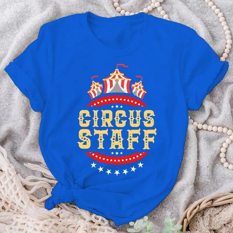 2026 Circus Staff Print Tshirt Summer Casual Short Sleeve Tee Fashion Loose T Shirts Hip Hop Streetwear Oversized Tshirt Short Sleeve Casual Clothing