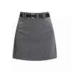 Women's Gray High-Waist A-Line Skirt - Slim Fit, Trendy Short Skirt for Spring and Autumn