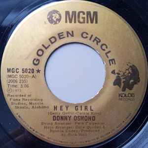 

7inch Record DONNY OSMOND Hey Girl Puppy Love MGC5020 MGM KOLOB 1973 Canada Pop Used