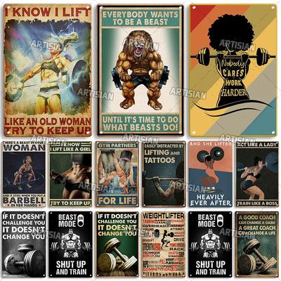 Artisian Fitness Metallschild Fitnessstudio Club Blechschild Sport Dekoratives Poster Wanddeko Garage Bar Pub Club Hotel Café Küche Zuhause