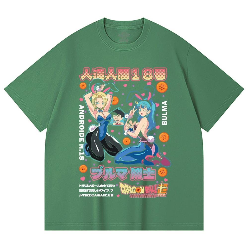 230 Gsm 100% Cotton Dragon Ball V26 Bulma Android Print Unisex Heavy Cotton T Shirt