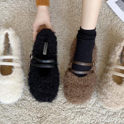 French Evening Wind Cross Buckle Belt Mary Jane Cotton Shoes Women's 2025 Autumn and Winter New Wear Comfortable and Versatile Mao Mao Shoes