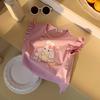 Summer New Kids Ruffle Sleeve Short Sleeve T Shirt Boys Girls Cartoon Print Casual Top Baby Fashionable Trendy