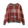 Women's Korean-Style Retro Plaid Knit Cashmere Sweater - Loose Fit, Thick Long Sleeve Pullover