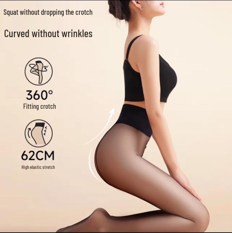 Upgraded High-Waist Seamless Sheer Black Fleece-Lined Leggings