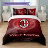 AC Milan Custom Name Text Bedding Set 1 Duvet Cover+2 Pillowcases Soccer Logo Personalized Gift For Special Occasion Bedroom Decor