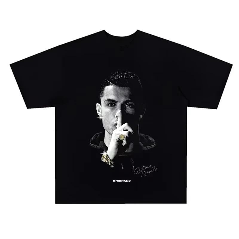 2025 Sommer Cristiano Ronaldo Fußball-Superstar Super Mode Bedrucktes Kurzarm-T-Shirt Herren Used-Look Baumwolle Damen T-Shirt