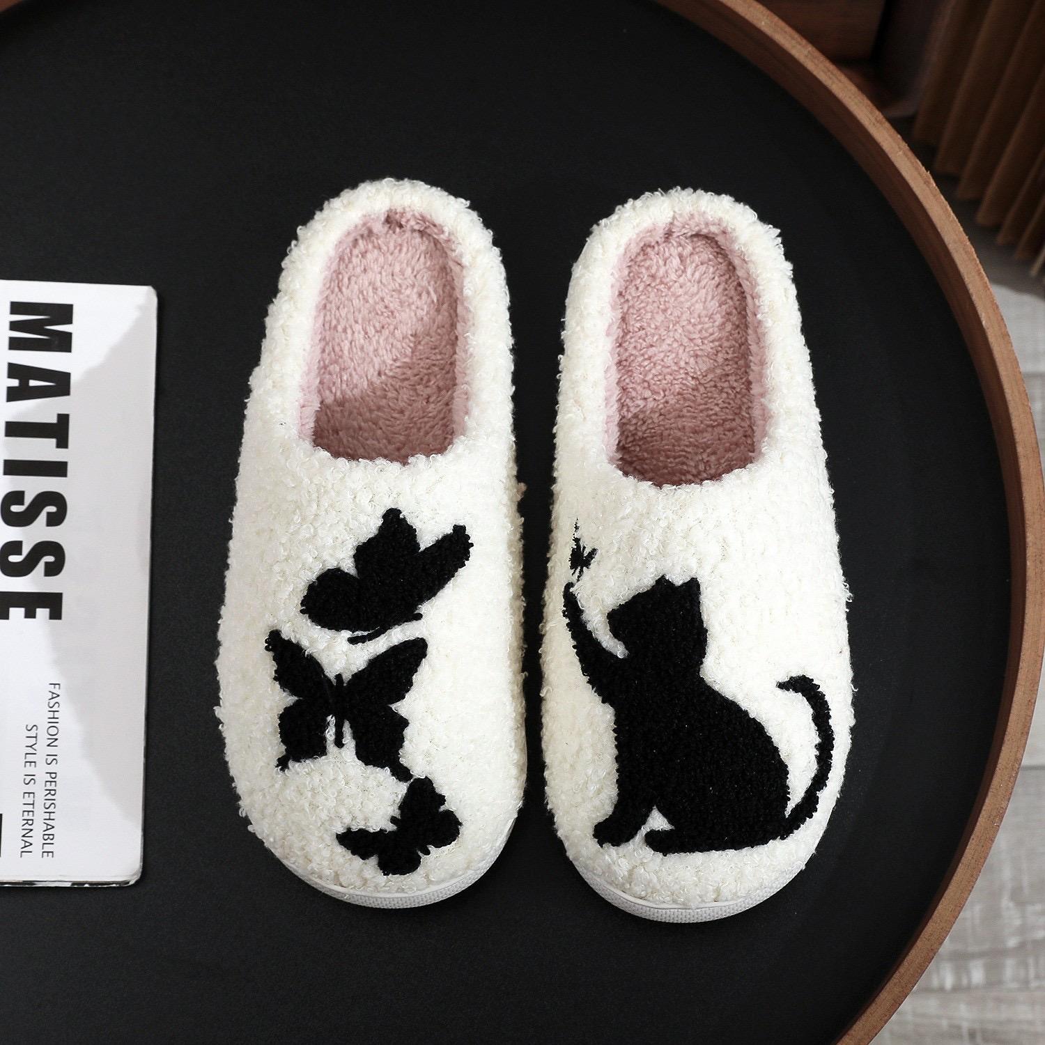 

Pet Pattern Dachshund Embroidered Plush Home Thick-Soled Comfortable Woolen Cotton Slippers Cute Warm Non-Slip Indoor Slippers Pet Mom Gift 28 Cloros 44-45