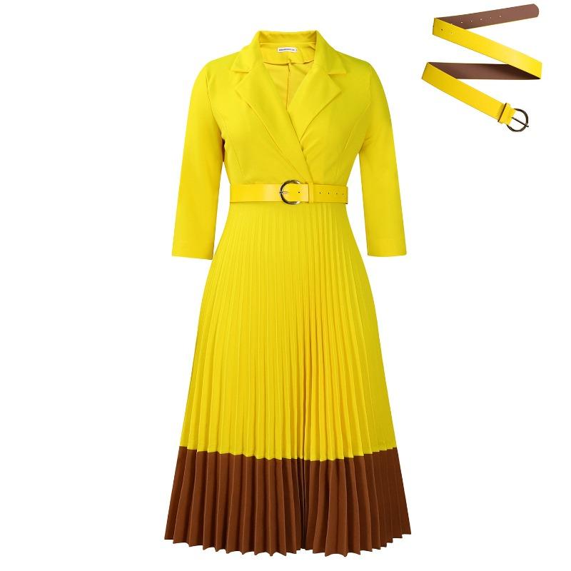 Spring and Autumn Fashion Women's Wear Collar Elegant Pleated dress