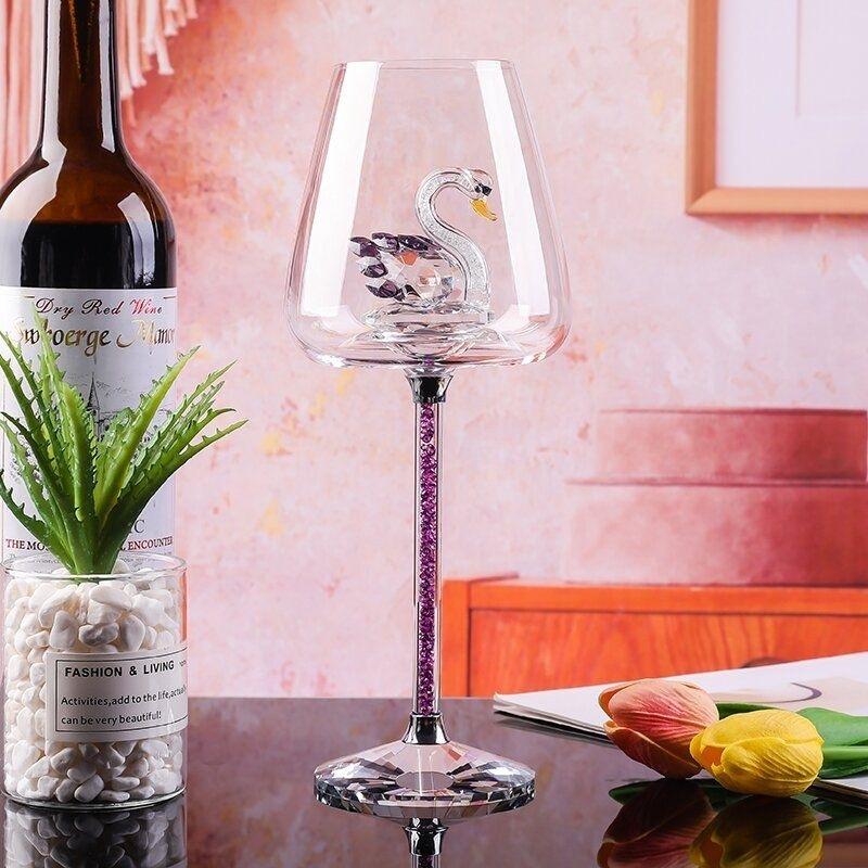 Bicchiere da Vino Cigno di Lusso Europeo, Elegante Calice Alto per Champagne e Vino Rosso per Bar e Feste