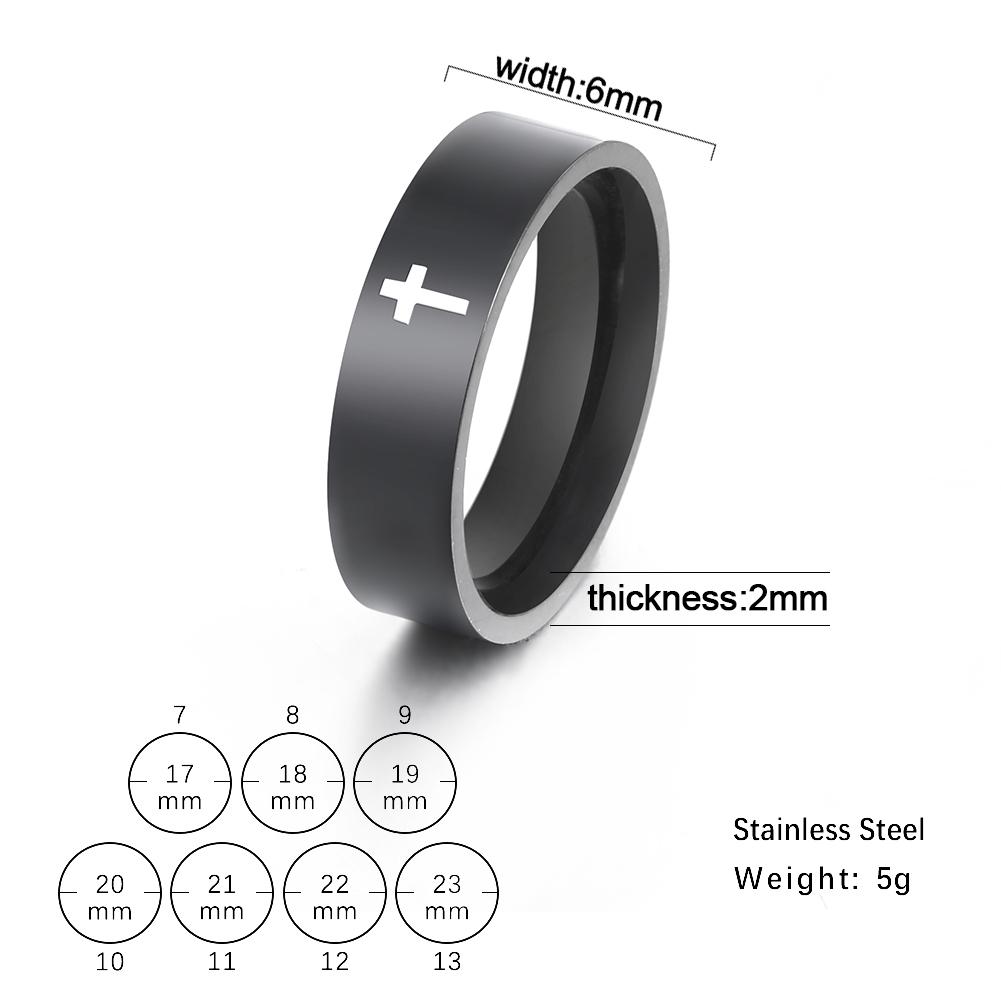 Hip Hop Kreuz Partnerringe Damen Herren Edelstahl 6mm/8mm Religiöser Christlicher Fingerring Punk Party Schmuck Geschenke