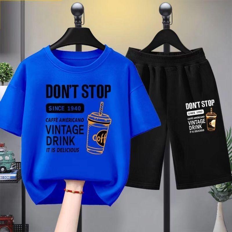 Boys' Summer Set Loose Children's Clothing Printed Fashion Two piece Set