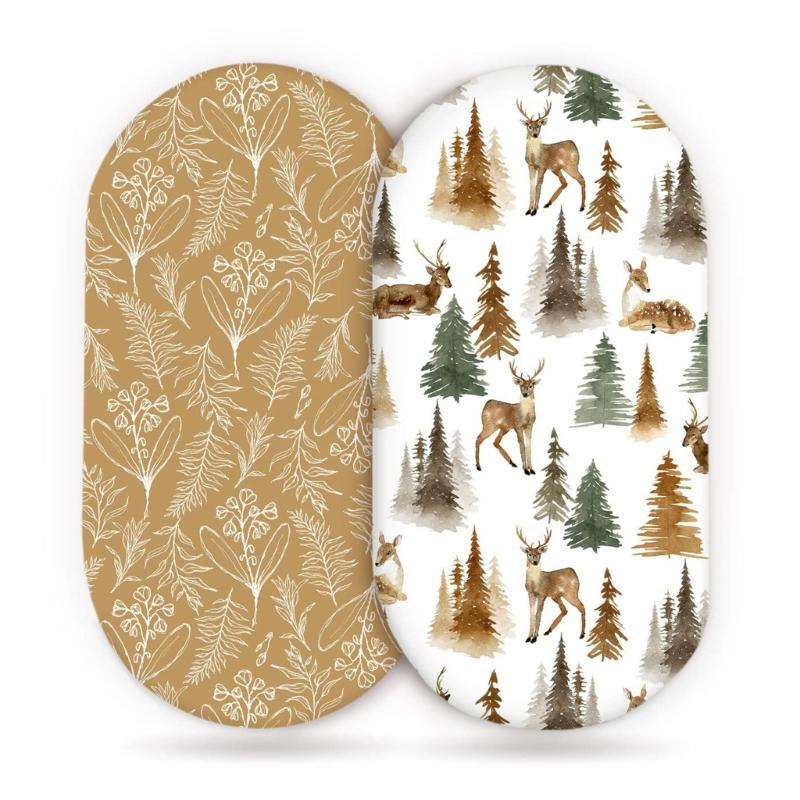 2Pcs Baby Fitted Sheet Newborn Bassinet Changing Pad Cover Soft & Breathable Crib Fitted Sheets Cradles Mattress Cover