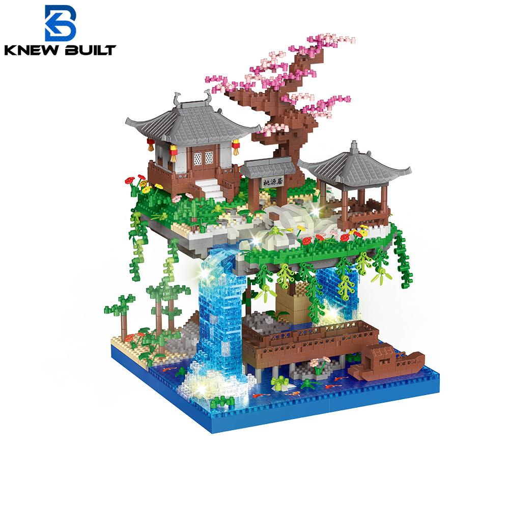 Taohuatan Lake Themed Micro Brick Building Blocks Set, Adult Creative Toys, Unique Chinese Landscape Model Bricks with LED Light