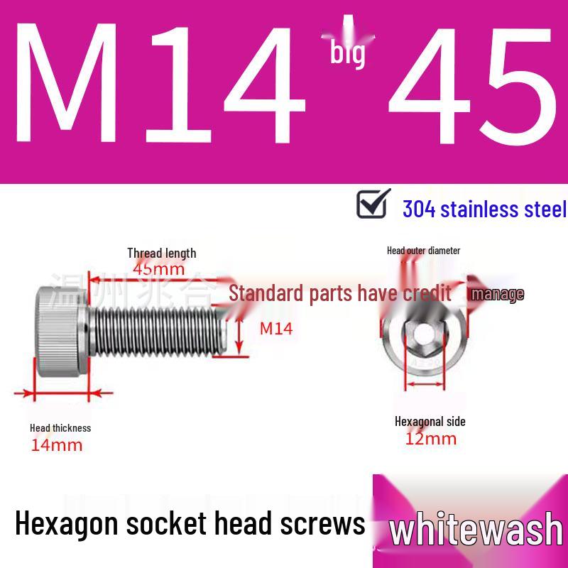 304 Stainless Steel Hexagon Socket Head Cap Screw M10-M16