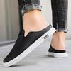 Leather Slip On Flat Mules Men Backless Loafers Slipper Half Shoes For Man Closed Toe Slide Sandals Open-back Casual Board Shoes