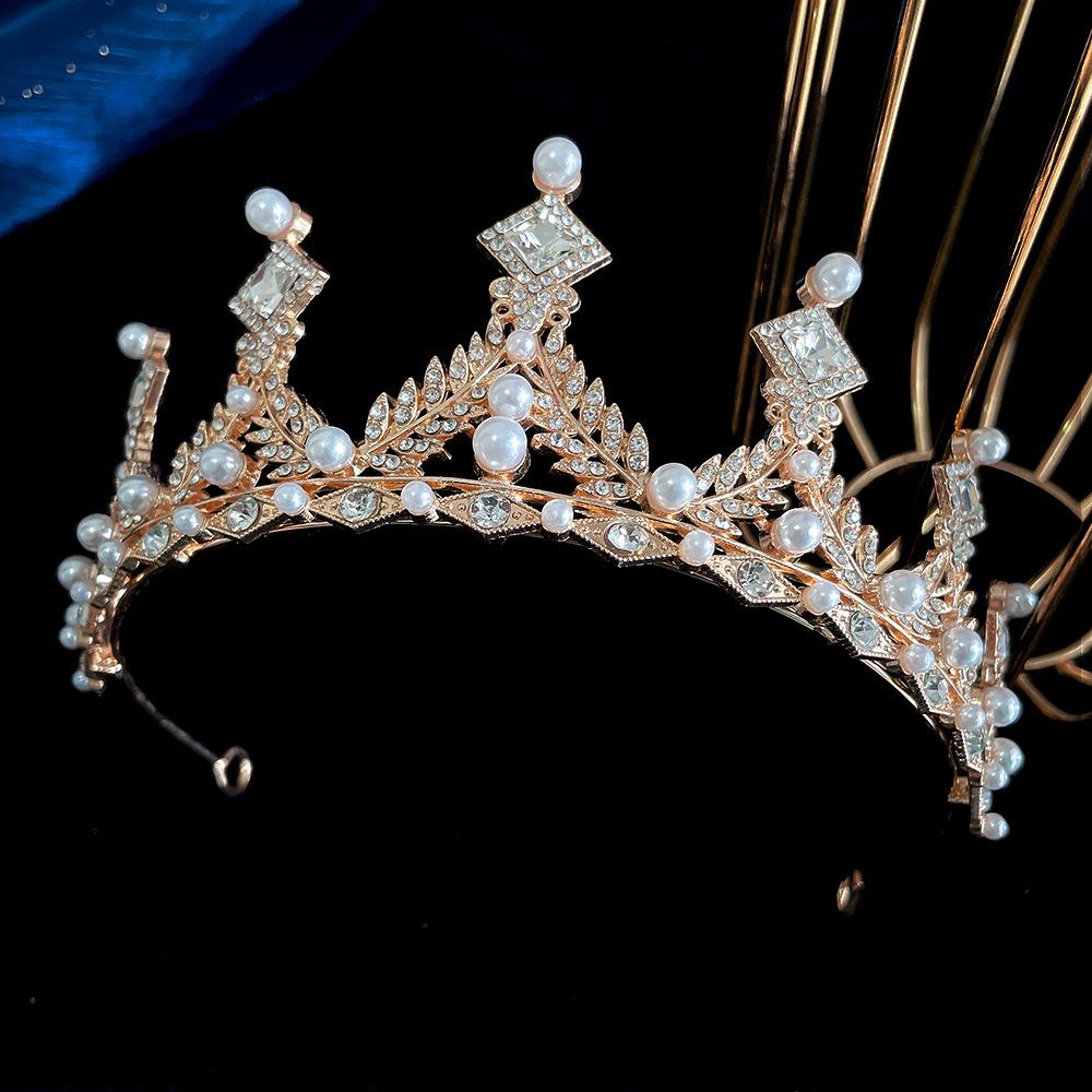 Bridal Crown Tiara Korean Princess Birthday Crystal Crown Adult Gift Female Anchor Hair Accessory