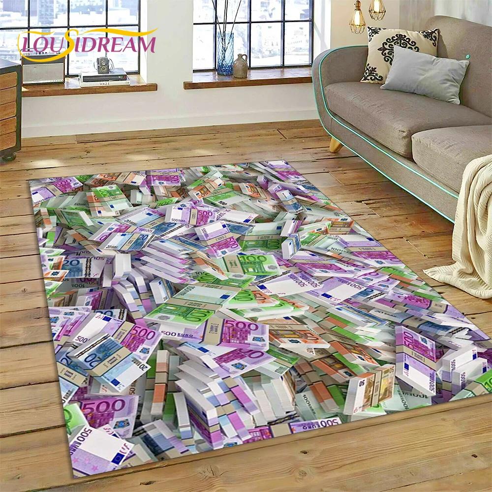 דולר אירו פאונד כסף עשיר שטיח אזור מצויר, שטיח שטיח לסלון ביתי חדר שינה ספה קישוט שטיחון כניסה, שטיח רצפה מונע החלקה לילדים