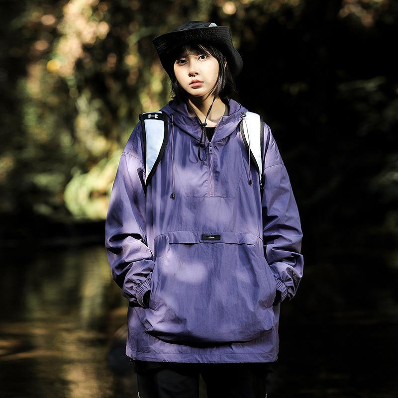Spring and autumn new men's Korean style solid color hooded car logo long-sleeved jacket trendy couple Internet celebrity same style stylish jacket