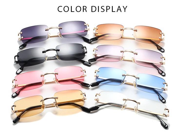 Retro Rimless Square Ocean Lens Sunglasses - Fashionable Cut-Edge Design