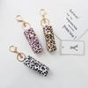 Leopard Print Lipstick & Lip Glaze Eco-friendly Fabric Storage Bag with Keychain Pendant