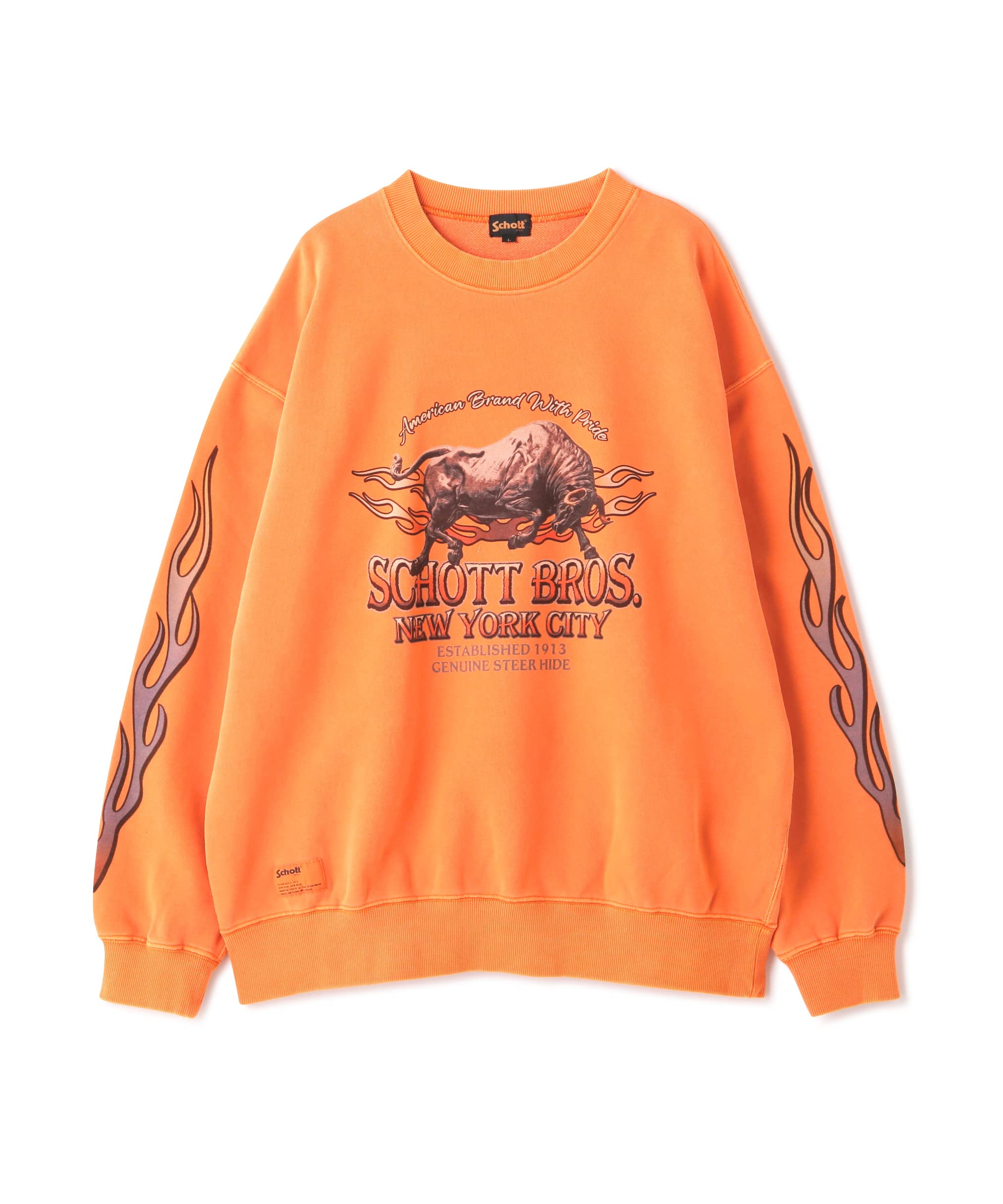 

Schott NYC PIGMENT O/D CREW SWEAT BULL FIRE / Pigment Crew Sweat Bullfire XL 150 Orange 782-3132005