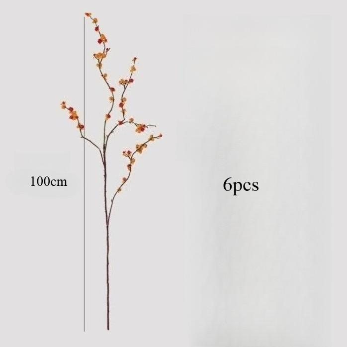 6pcs Artificial Flower Stems Bundle Wealth Fruit Faux Orange Branches Small Persimmon for Home Decor Vase Not Included