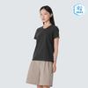 Ribbed Women's V-Neck Short Sleeve T-Shirt Charcoal (S26MWFTS37)