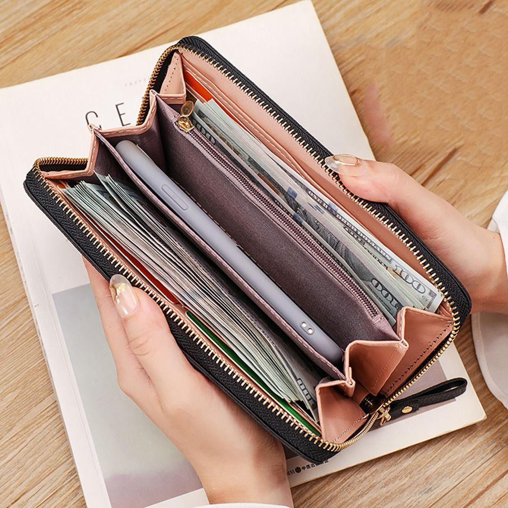 Multifunctional Zipper Long Wallet Large Capacity Leather Card Bag Coin Purse Women