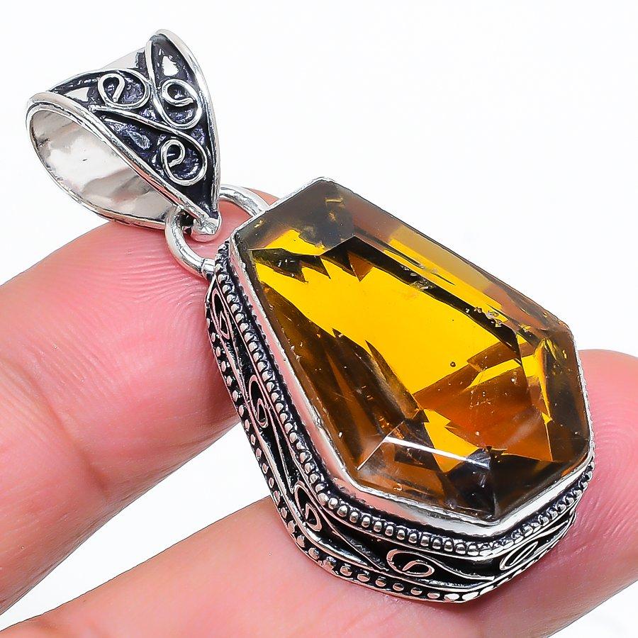 

Этническая ювелирная подвеска ручной работы в виде гроба с драгоценным камнем и цитрином 1,77 дюйма VR-3050