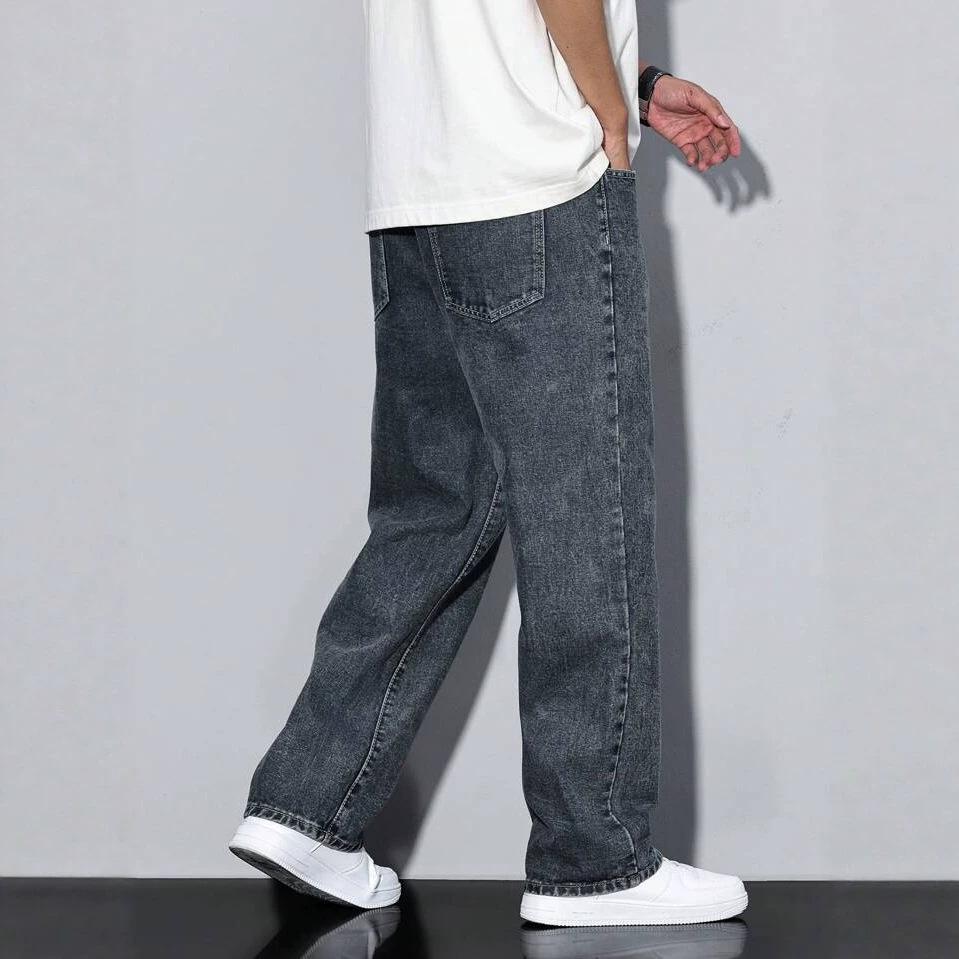 American summer jeans trendy loose straight casual jeans men's