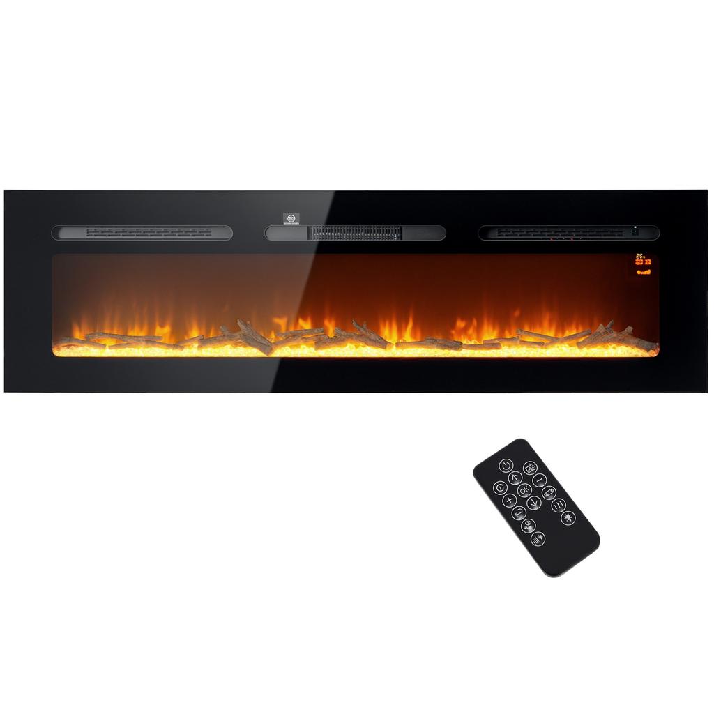 Electric Fireplace with Heater 1800 W LED 3D Flame Effect 152.4cm Black