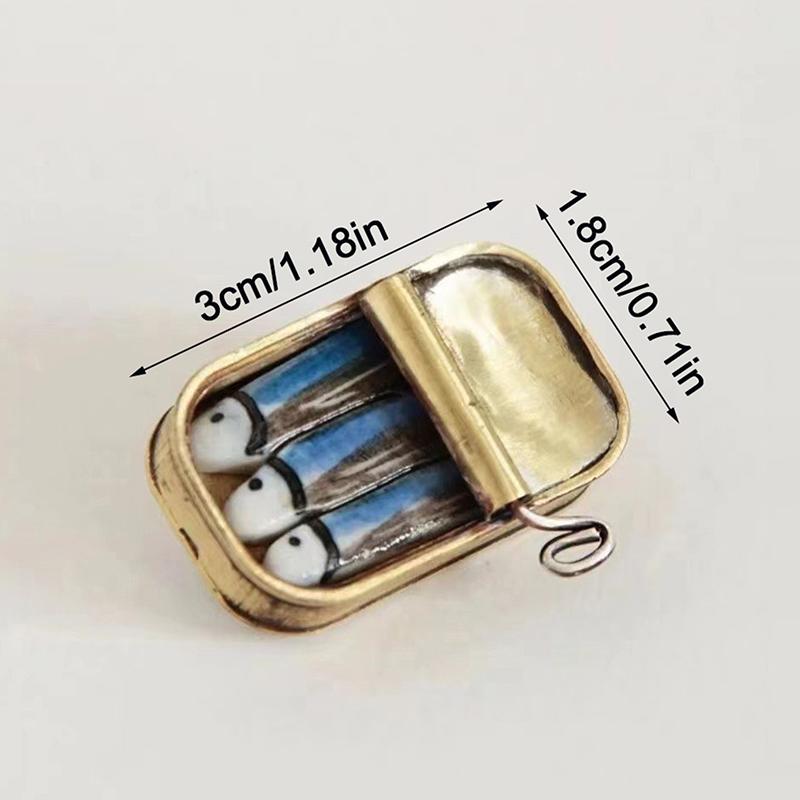 Canned Sardines Adjustable Ring/Necklace Fun Ring Alloy Of Sardines Ring Gift Quirky Ring Necklace Ornament,Tin Of Sardines