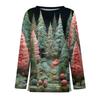 Women's Fashion Casual Slit Hem Round Neck Long Sleeve Loose Christmas Printed T-Shirt Ladies Top