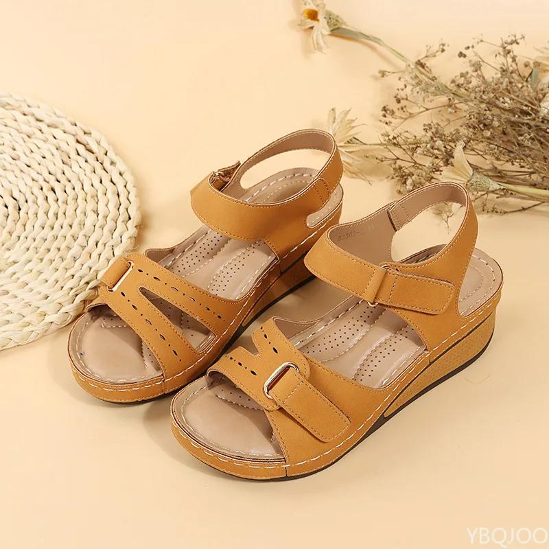 Fashion New Women's Sandals Summer Open Toe Sexy Wedge Sandals Buckle Fashion Ladies Soft Orthopedic Sandal Footwear Female Zapatos