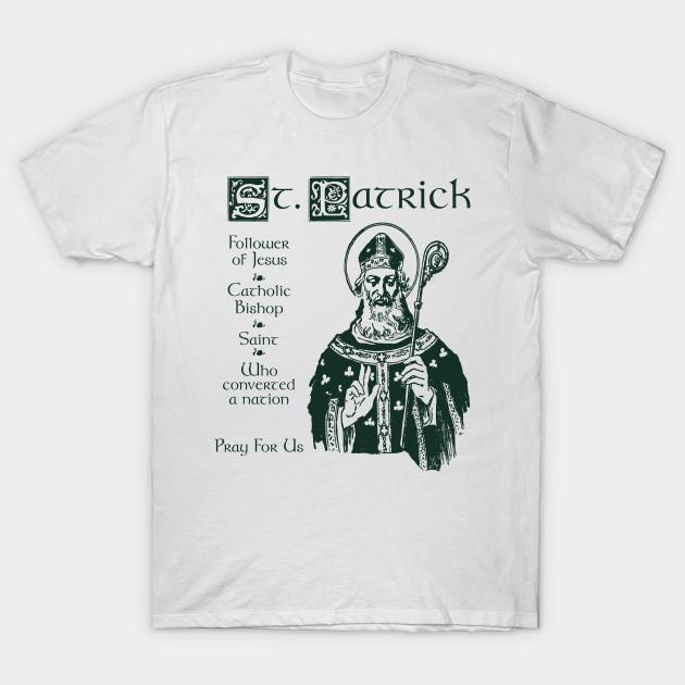 Men Black Print T-shirt Real Saint Patrick No-Cut Transfer Paper Print Cotton Tshirt M