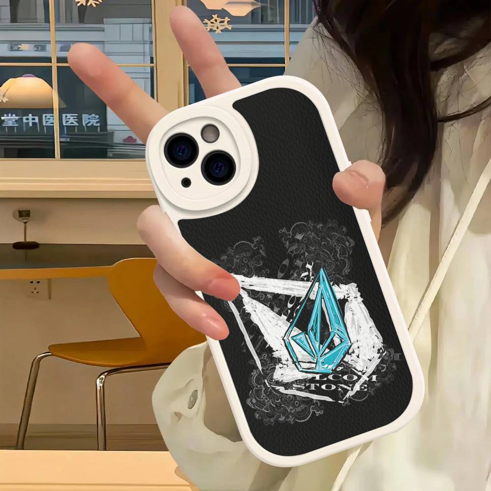V-Volcom LOGO Mode Für IPhone 16 15 14 13 12 11 Pro Max Plus Leder Handyhülle
