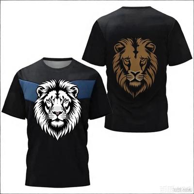 Camiseta Deportiva con Estampado de León 2026 Camiseta Deportiva Cuello Redondo Manga Corta Ropa de Entrenamiento para Competición Ropa Deportiva para Exteriores Regalos de Vacaciones
